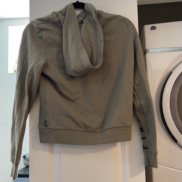 Victoria Secrets Pink gray black logo hoodie zip up Small petite - Picture 4 of 4